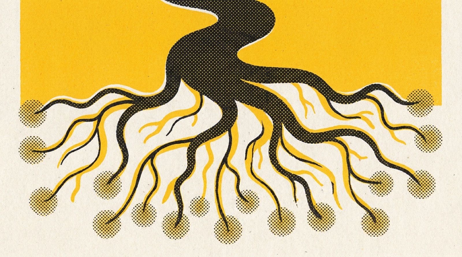 Manifesto artwork: one stream branching into many small channels