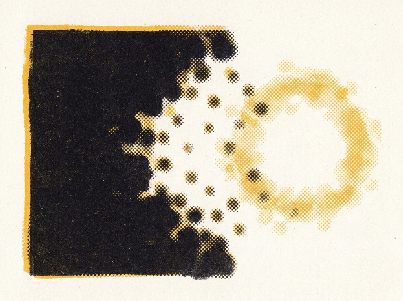 Manifesto artwork: small circles breaking away from a dense mass and forming a new ring