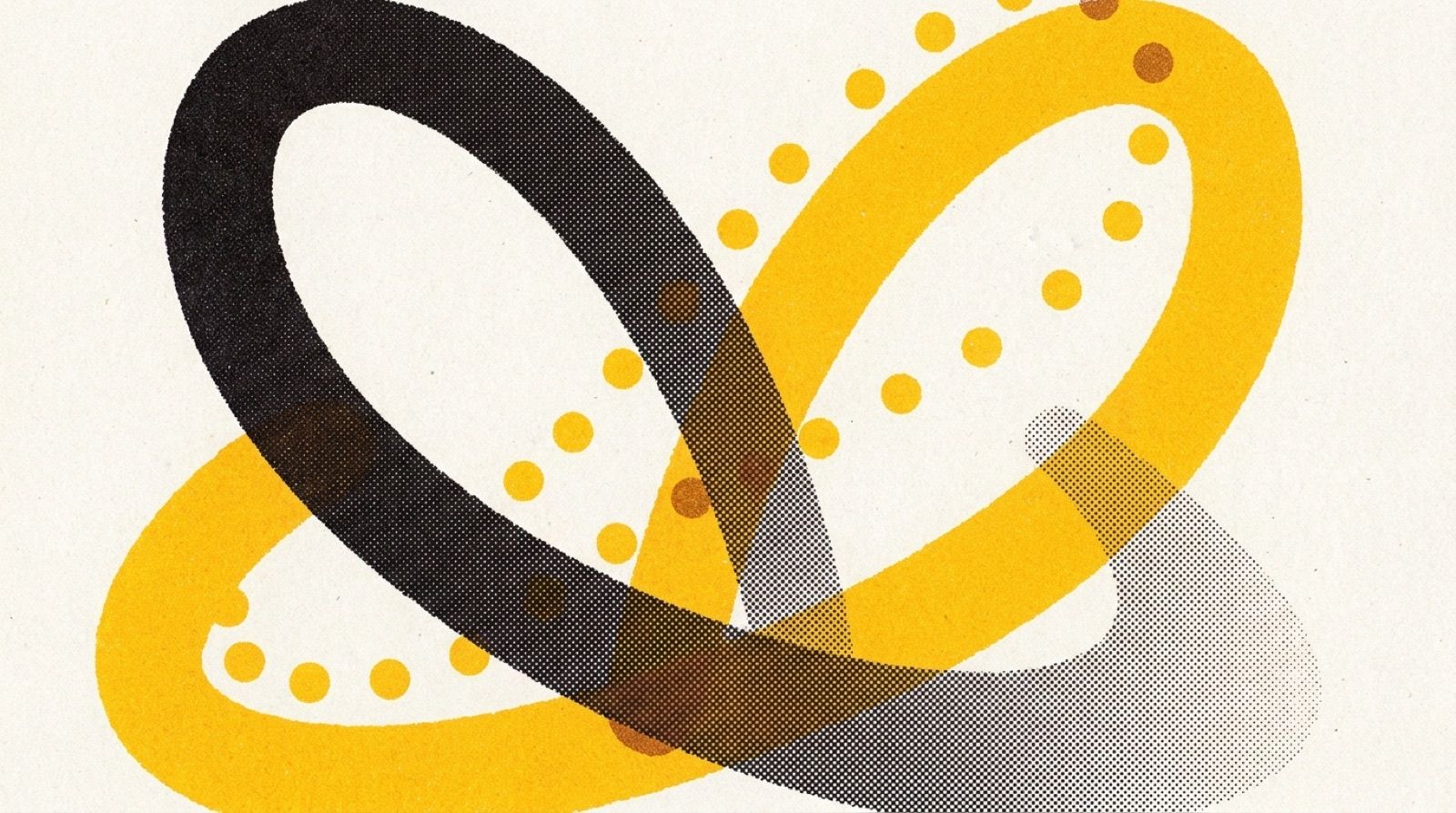 Manifesto artwork: a dark loop declining while a yellow loop rises through it